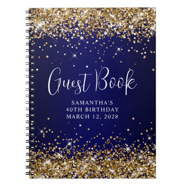 Cuaderno Purpurina de oro Marina Azul Ombre 40 cumpleaños I (Frente)