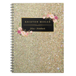 Cuaderno Purpurina de oro moderno esparce Girly Floral