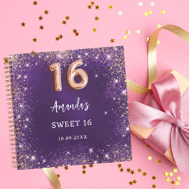 Cuaderno Purpurina de oro rosa morado Sweet 16