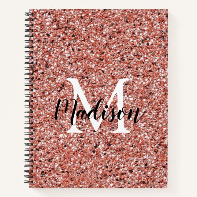 Cuaderno Purpurina de oro rosa rosa Moda de espuma Monogram (Anverso)