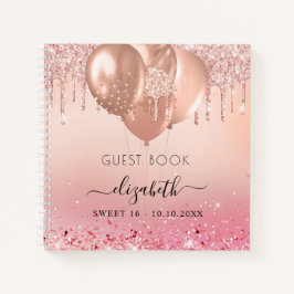 Cuaderno Purpurina de oro rosa rosado Sweet 16