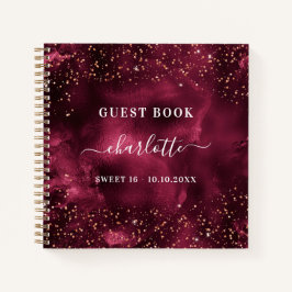 Cuaderno Purpurina de oro rosa Sweet 16 burgundy