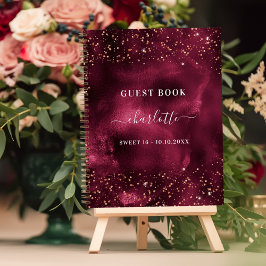 Cuaderno Purpurina de oro rosa Sweet 16 burgundy