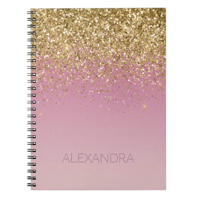 Cuaderno Purpurina de oro rosado (Frente)