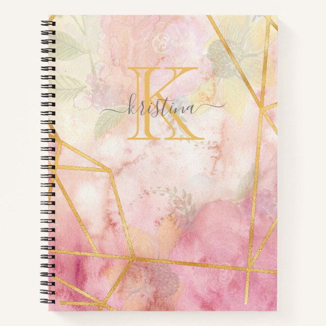 Cuaderno Purpurina de oro rosado Girona Sparkle Monograma F (Anverso)