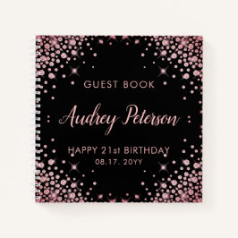 Cuaderno Purpurina de Oro Sparkle Rosa 21st Birthday Guest 