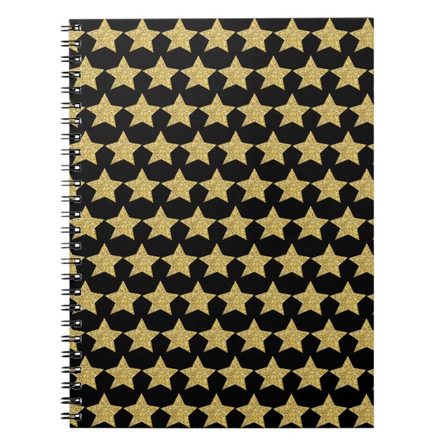 Cuaderno Purpurina de oro Stars Black (Frente)