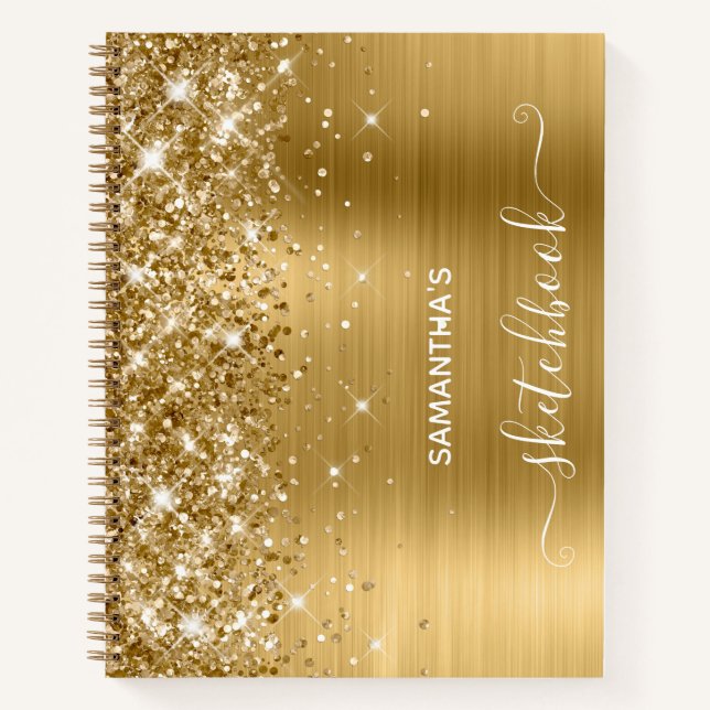 Cuaderno Purpurina de oro y Relieve metalizado Girly Sketch (Anverso)