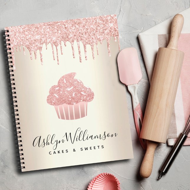 Cuaderno Purpurina de pasteles rosados gotea pastelería Che (Subido por el creador)
