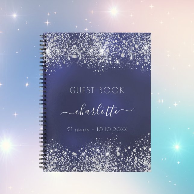 Cuaderno Purpurina de plata azul marino de cumpleaños de li (Subido por el creador)