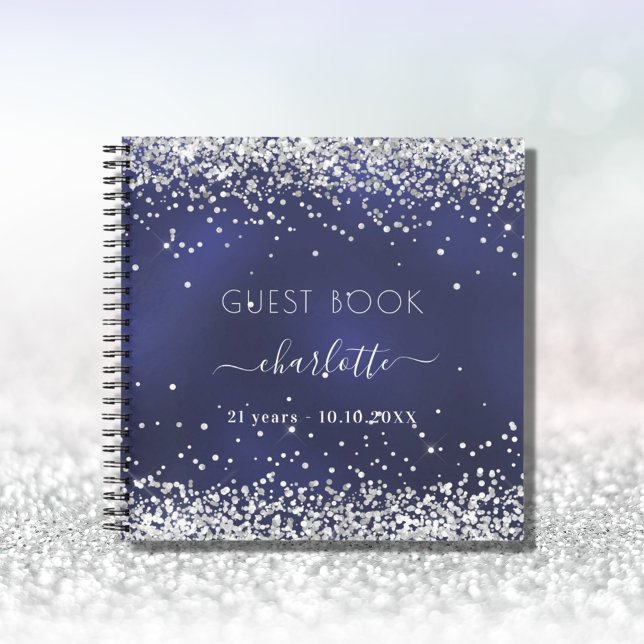 Cuaderno Purpurina de plata azul marino de cumpleaños de li (Subido por el creador)
