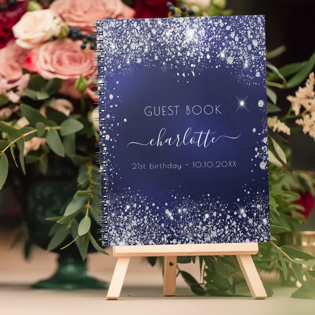 Cuaderno Purpurina de plata azul marino de cumpleaños de li (Subido por el creador)