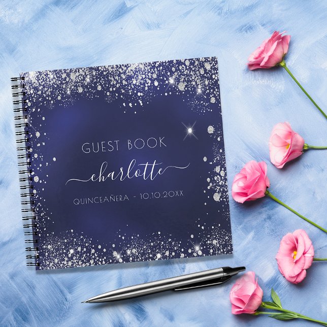 Cuaderno Purpurina de plata azul marino Quinceanera (Subido por el creador)
