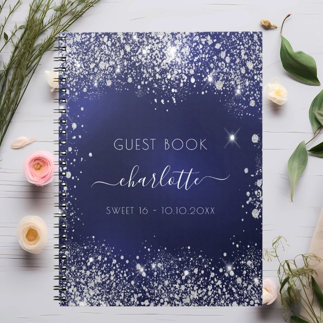 Cuaderno Purpurina de plata azul marino Sweet 16 (Subido por el creador)