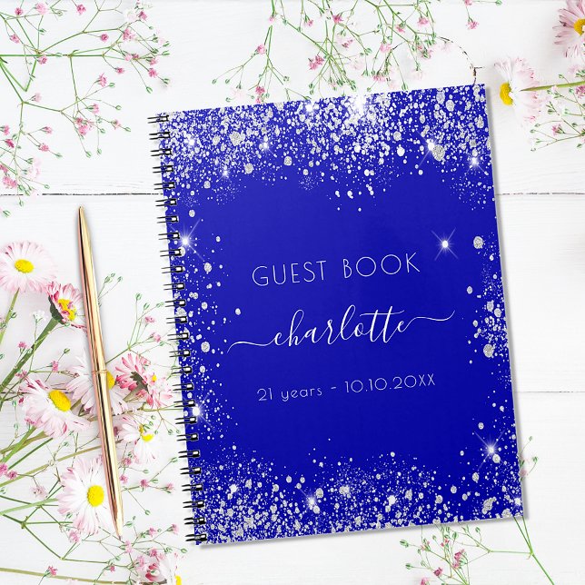 Cuaderno Purpurina de plata azul real de cumpleaños de libr (Subido por el creador)