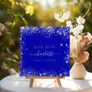 Cuaderno Purpurina de plata azul real de cumpleaños de libr