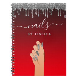 Cuaderno Purpurina de plata goteo Glam Nail Artist Beauty