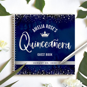 Cuaderno Purpurina de plata marina Tiara Quinceañera