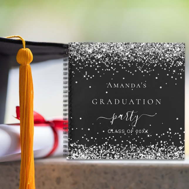 Cuaderno Purpurina de plata negra 2023 para la graduación d (Subido por el creador)