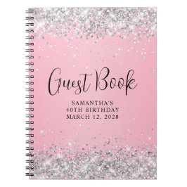 Cuaderno Purpurina de Plata Ombre Rosa 40 Aniversario Invit