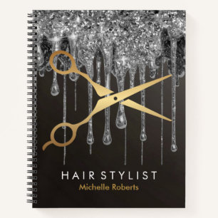 Cuaderno Purpurina de plata personalizada de moda Hairstyli