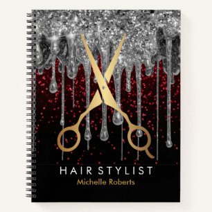 Cuaderno Purpurina de plata personalizada de moda Hairstyli