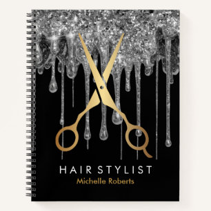Cuaderno Purpurina de plata personalizada de moda Hairstyli