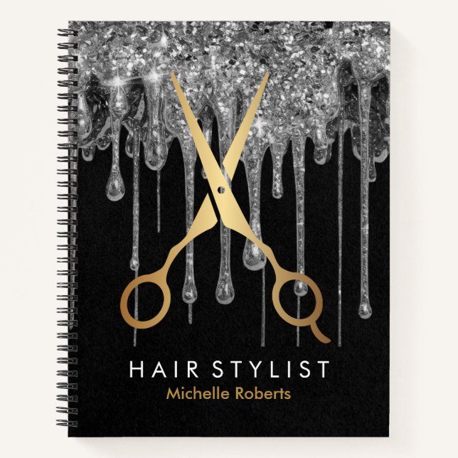 Cuaderno Purpurina de plata personalizada de moda Hairstyli (Anverso)