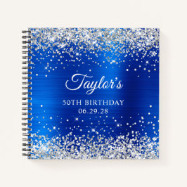 Cuaderno Purpurina de Plata Relieve metalizado Azul Real In