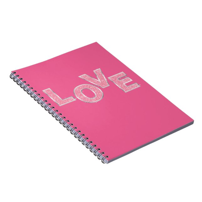 Cuaderno Purpurina de Plata Rosa Amor (Lado Derecho)