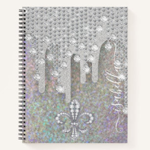 Cuaderno Purpurina De Plata Y Diamantes En Purpurina Arcoir