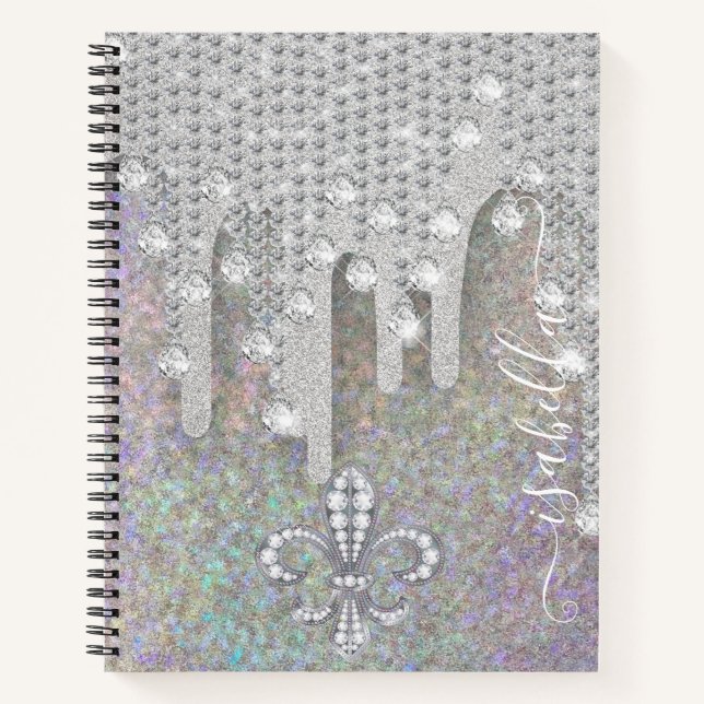 Cuaderno Purpurina De Plata Y Diamantes En Purpurina Arcoir (Anverso)