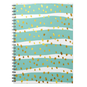 Cuaderno Purpurina de puntos de polka y rayas patrón de ilu