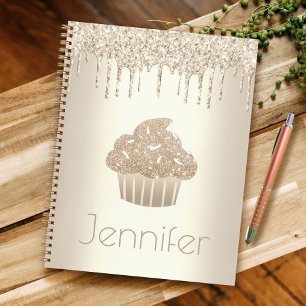Cuaderno Purpurina de quequitos dorados goteo nombre glam s