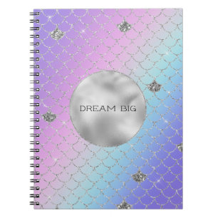 Cuaderno Purpurina de sirena dorada color rosa morado