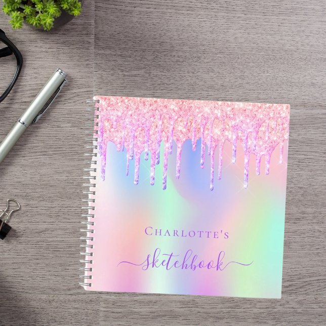 Cuaderno Purpurina de Sketchbook gotea rosa unicornio holog (Subido por el creador)