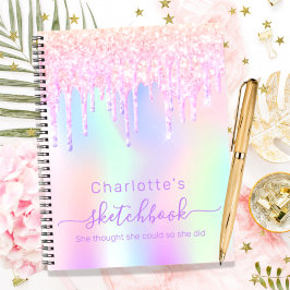 Cuaderno Purpurina de Sketchbook holográfico rosa motivació