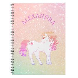 Cuaderno Purpurina de Unicornio Rosa Lindo Personalizado