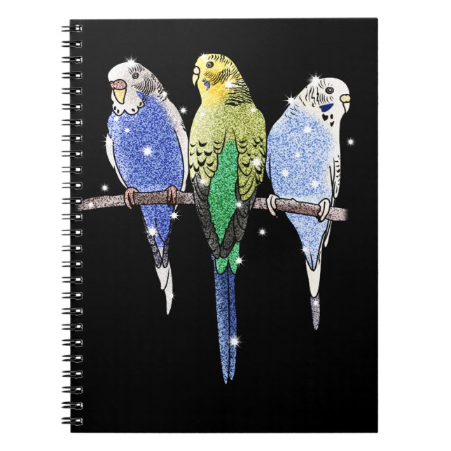 Cuaderno Purpurina del Budgerigar de Budgie (Frente)
