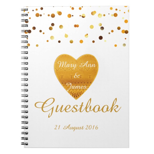 Cuaderno Purpurina del corazón del oro  Faux Relieve metali (Frente)