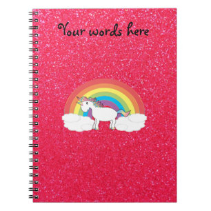 Cuaderno Purpurina del rosa del unicornio del arco iris
