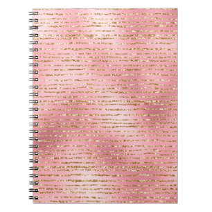 Cuaderno Purpurina dorada y rayas glamurosas de papel de al