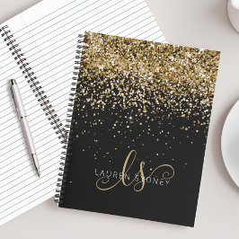 Cuaderno Purpurina dorado Glam Monograma Nombre