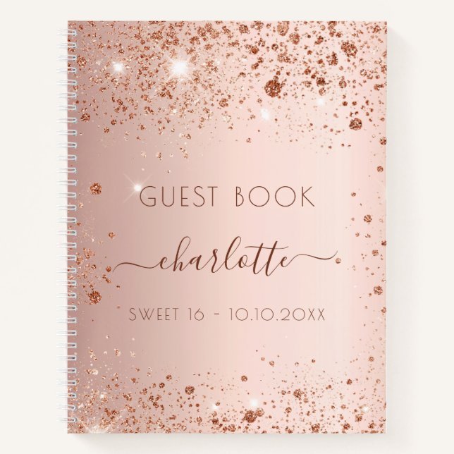 Cuaderno Purpurina dorado Sweet 16 rosa (Anverso)