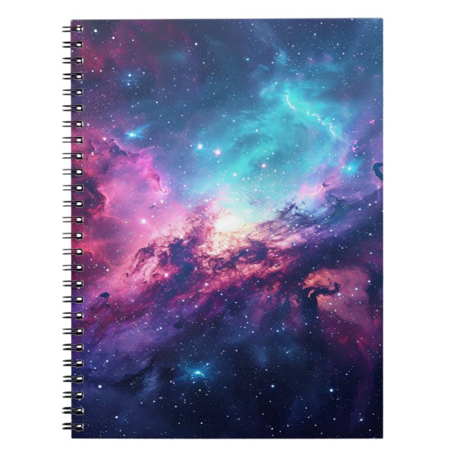 Cuaderno Purpurina espacial galaxia nebulosa universo rosa  (Frente)