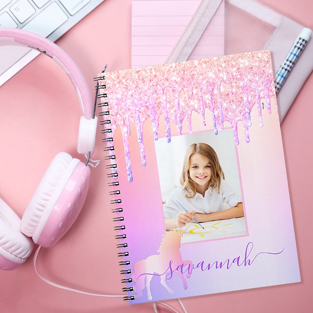 Cuaderno Purpurina fotográfico personalizado de unicornio a (Subido por el creador)
