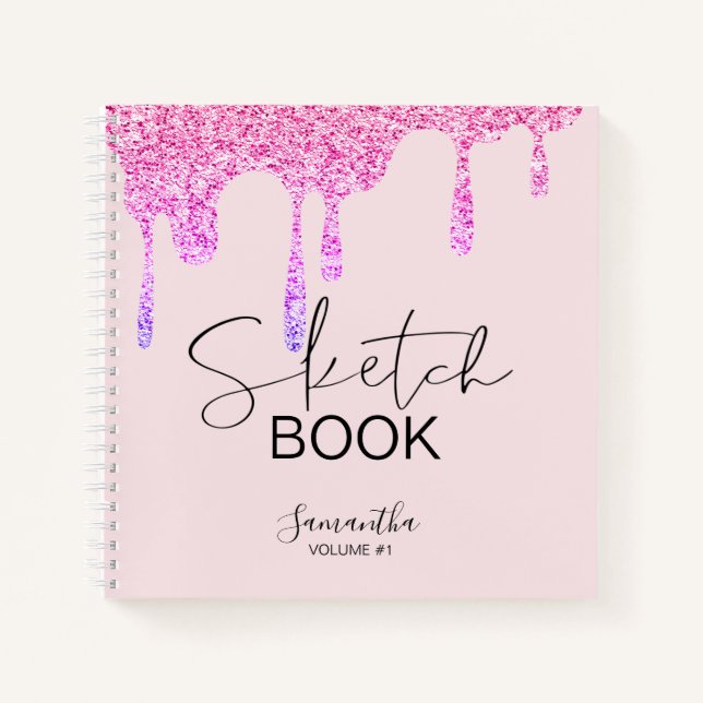 Cuaderno Purpurina Girly Pink profundiza tu esbozo de nombr (Anverso)