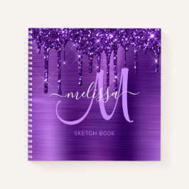 Cuaderno Purpurina Girly Purple Dripping Brush Metalizado S