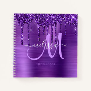 Cuaderno Purpurina Girly Purple Dripping Brush Metalizado S