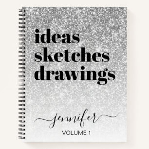 Cuaderno Purpurina Girly Silver su nombre Sketchbook